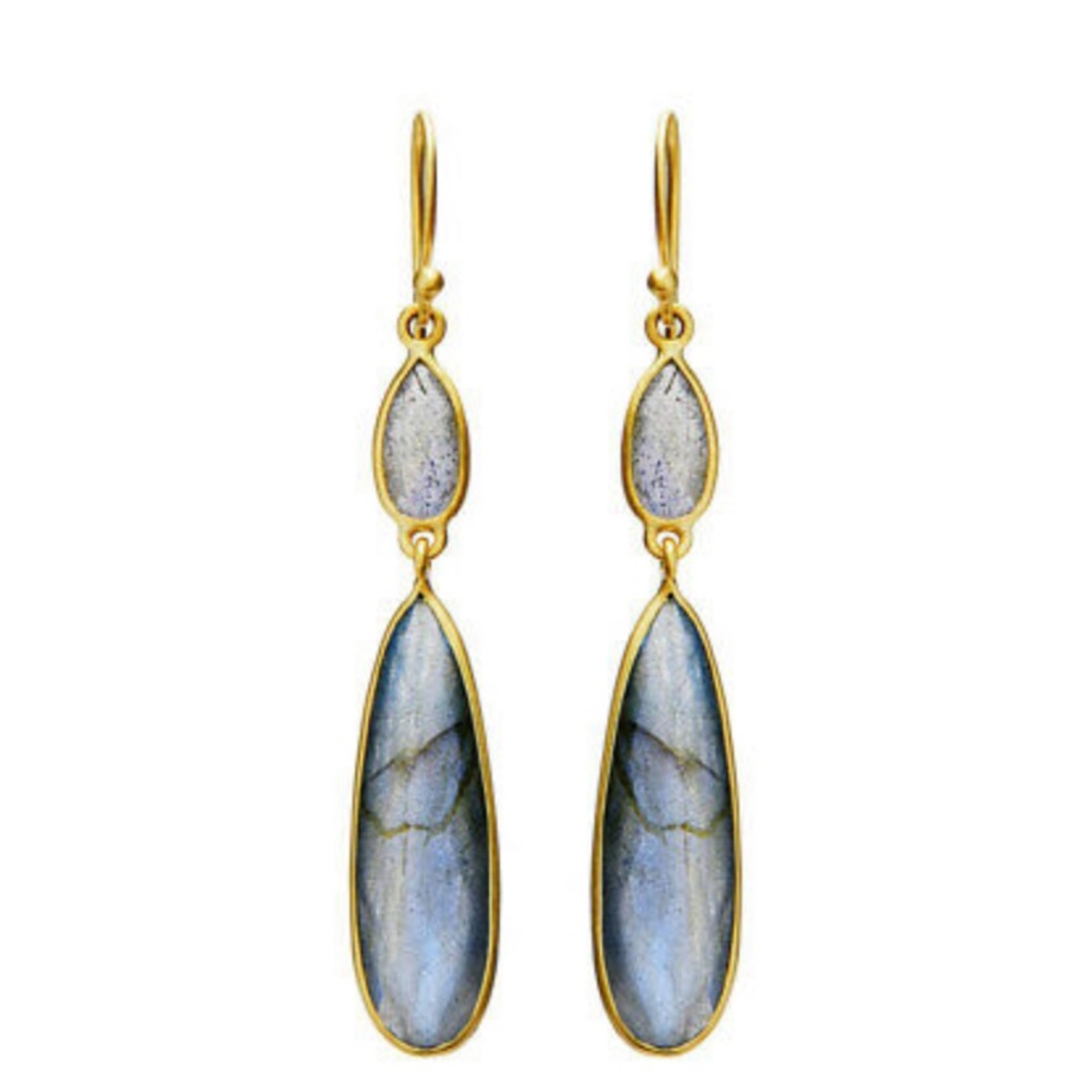 New 18k gold plated moonstone earrings - Picture 1 of 3